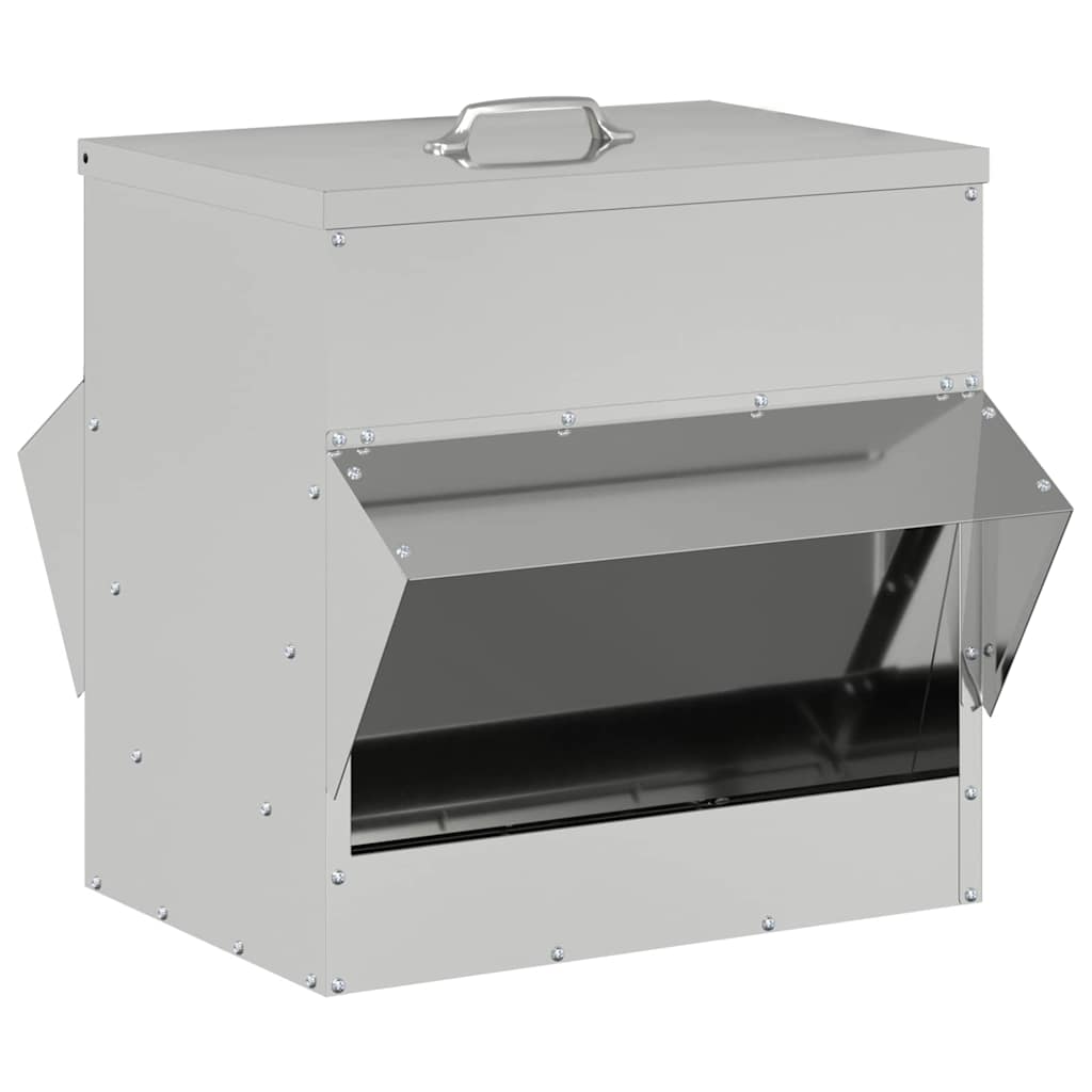 vidaXL Ταΐστρα κοτόπουλων Ασημί 40,5 x 45 x 41 cm
