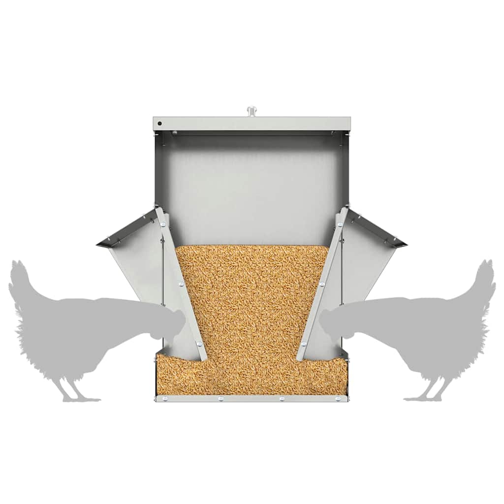 vidaXL Ταΐστρα κοτόπουλων Ασημί 40,5 x 45 x 41 cm