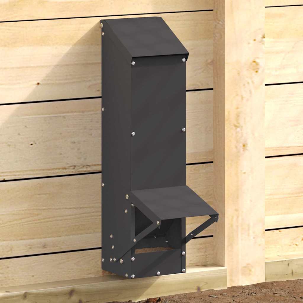 vidaXL Ταΐστρα κοτόπουλων Μαύρο 13 x 12 x 51 εκ. Ψυχρής Έλασης Χάλυβας