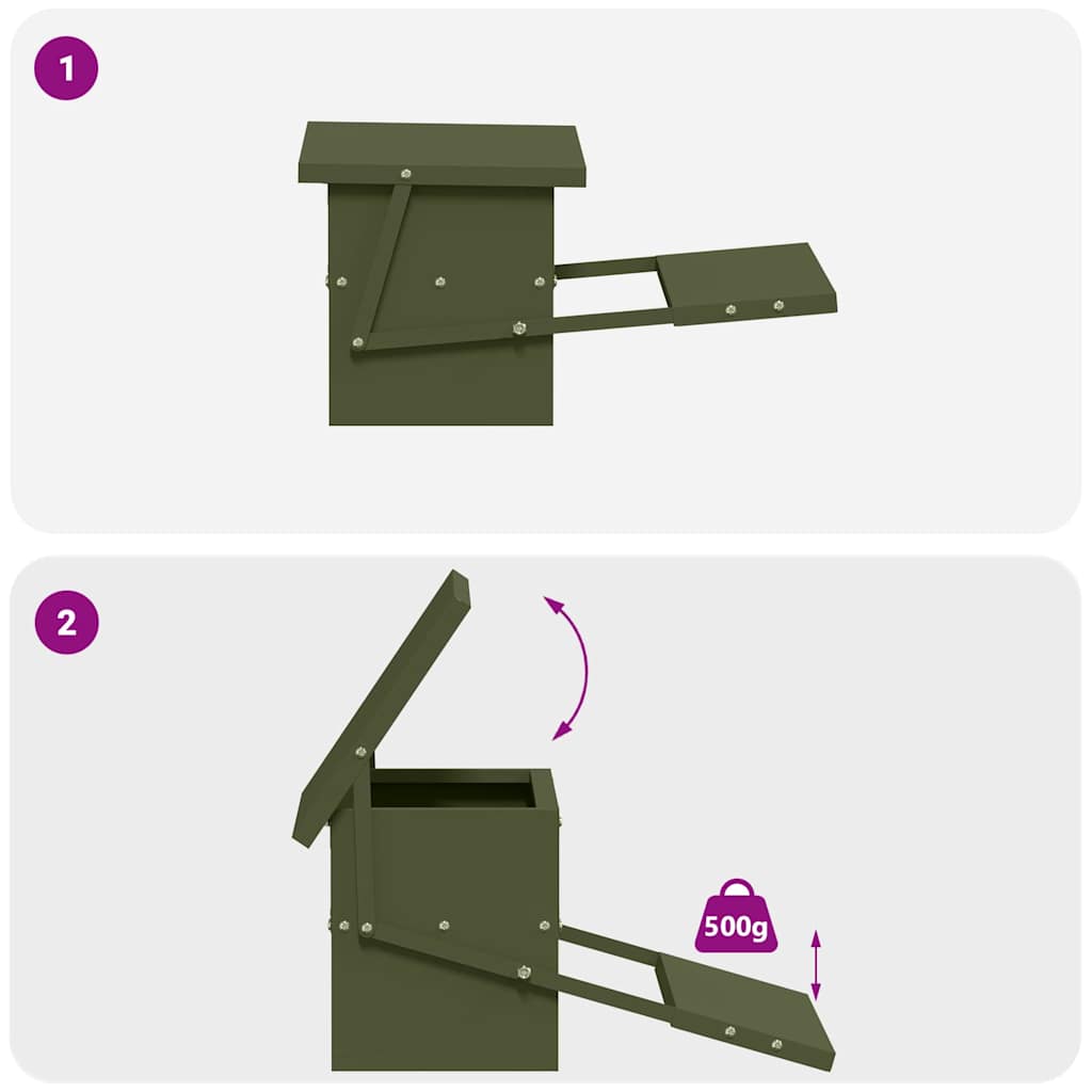 vidaXL Ταΐστρα Κοτόπουλου με Πεντάλ Ελιά Πράσινη 48,5 x 39,5 x 19 εκ.