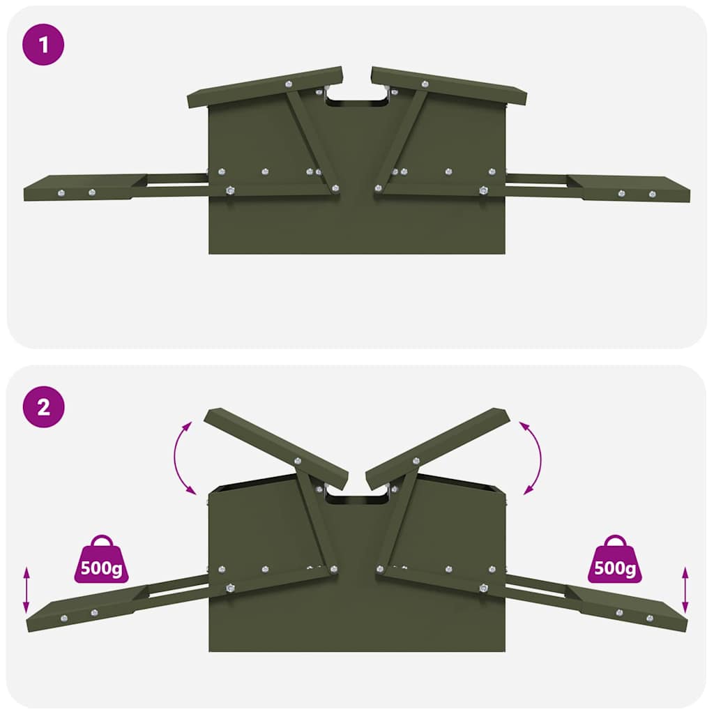 vidaXL Ταΐστρα Κοτόπουλου με Πεντάλ Ελιά Πράσινη 75 x 53 x 20,5 εκ