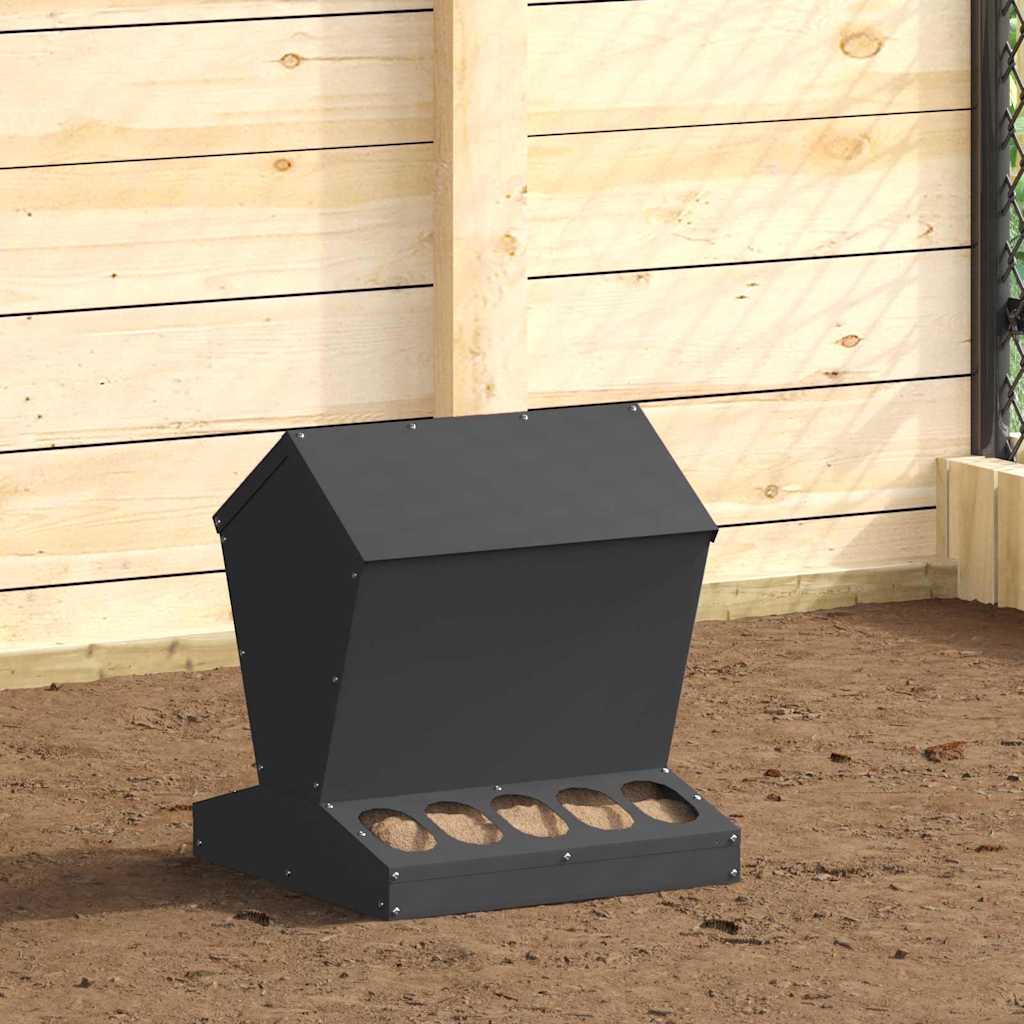 vidaXL Ταΐστρα κοτόπουλων Μαύρο 40 x 40 x 45 cm Ψυχρής Έλασης Χάλυβας