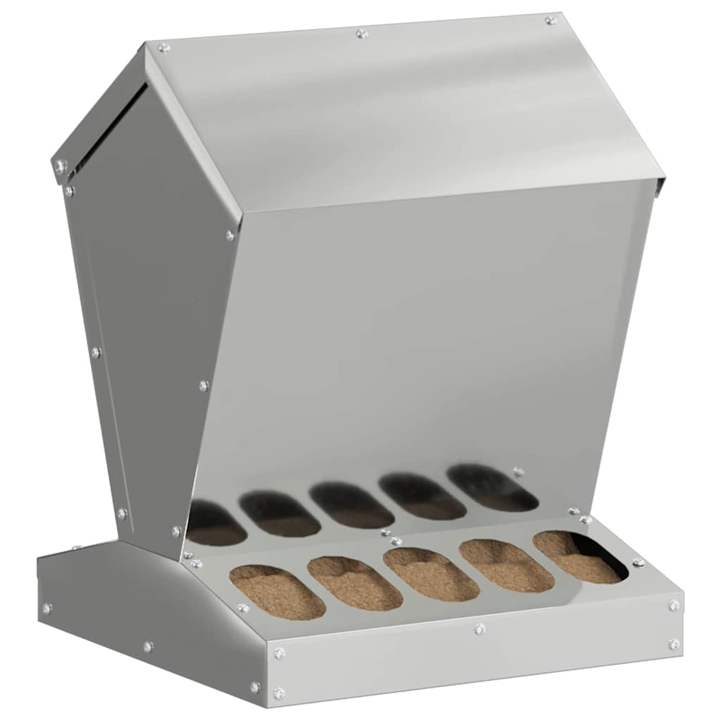 vidaXL Ταΐστρα κοτόπουλων Ασημί 30 x 30 x 39 εκ Επικαλυμμένος Χάλυβας