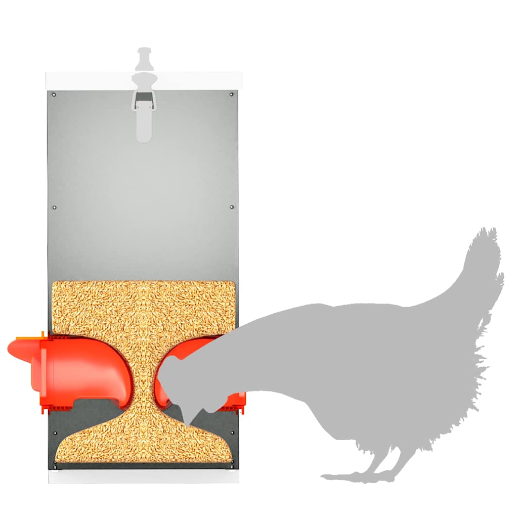 vidaXL Ταΐστρα κοτόπουλων Ασημί 32,5 x 20,5 x 43 εκ 25 kg