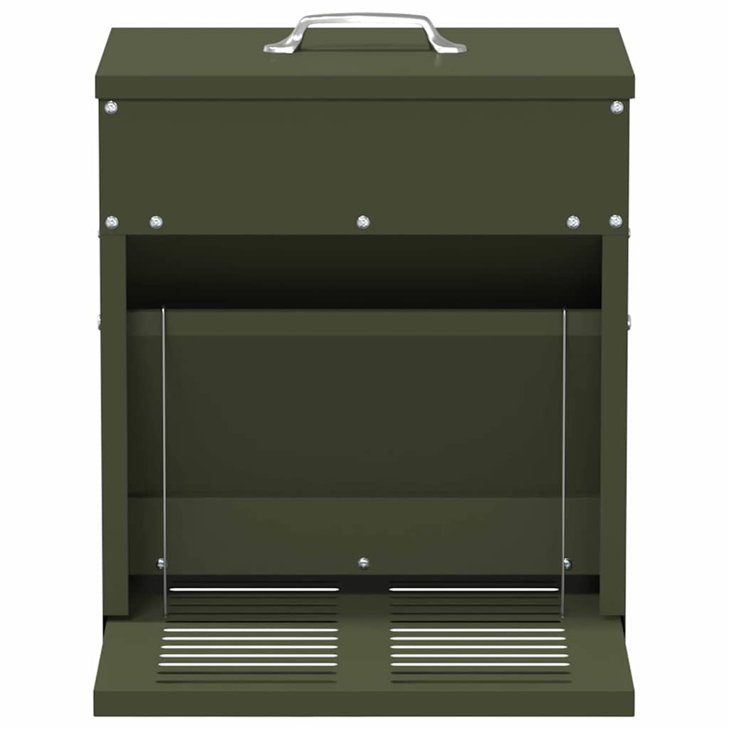 vidaXL Ταΐστρα Κοτόπουλου με Πεντάλ Ελιά Πράσινη 33 x 42 x 40 εκ.