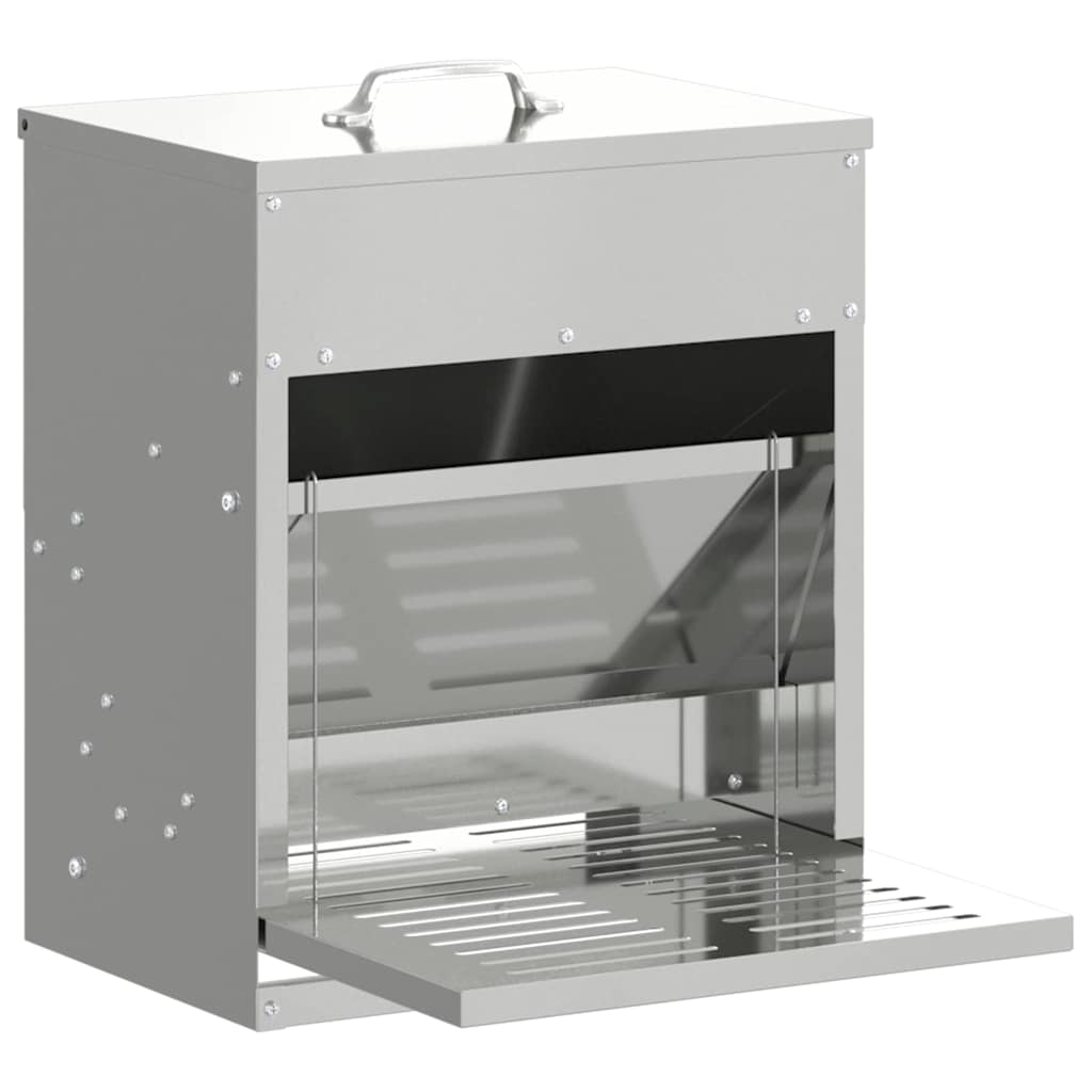 vidaXL Ταΐστρα Κοτόπουλου με Πεντάλ Ασημί 33 x 42 x 40 εκ.