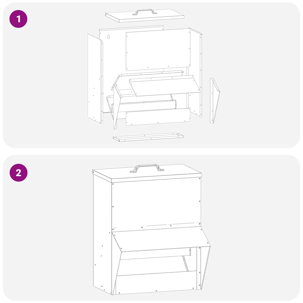 vidaXL Ταΐστρα κοτόπουλων Ασημί 20 x 25 x 35 εκ. Επικαλυμμένος Χάλυβας