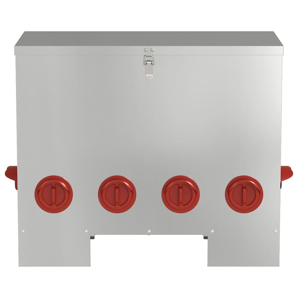 vidaXL Ταΐστρα κοτόπουλων 2 Ασημί 60,5 x 29 x 51 εκ. 25 kg