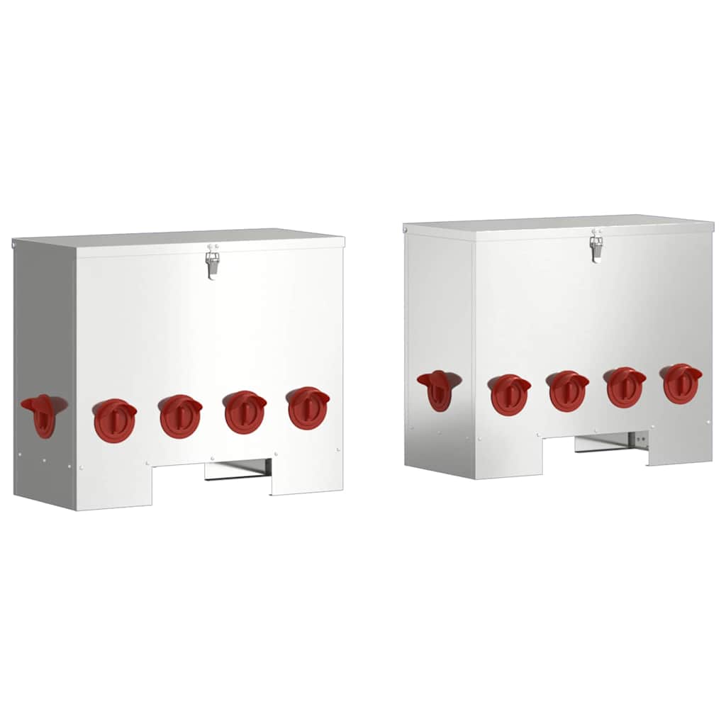 vidaXL Ταΐστρα κοτόπουλων 2 pcs Ασημί 60,5 x 29 x 51 εκ.