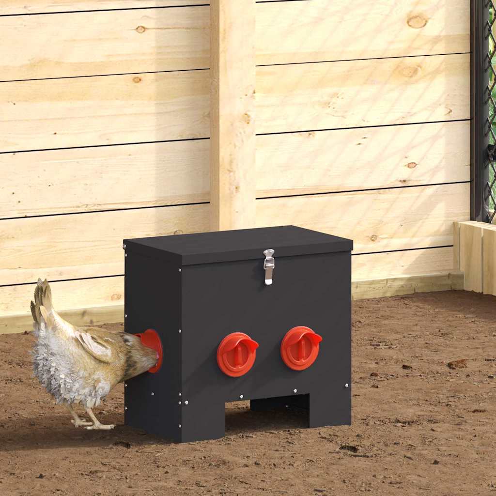 vidaXL Ταΐστρα κοτόπουλων 2 Μαύρο 40,5 x 25 x 38 εκ. 20 kg