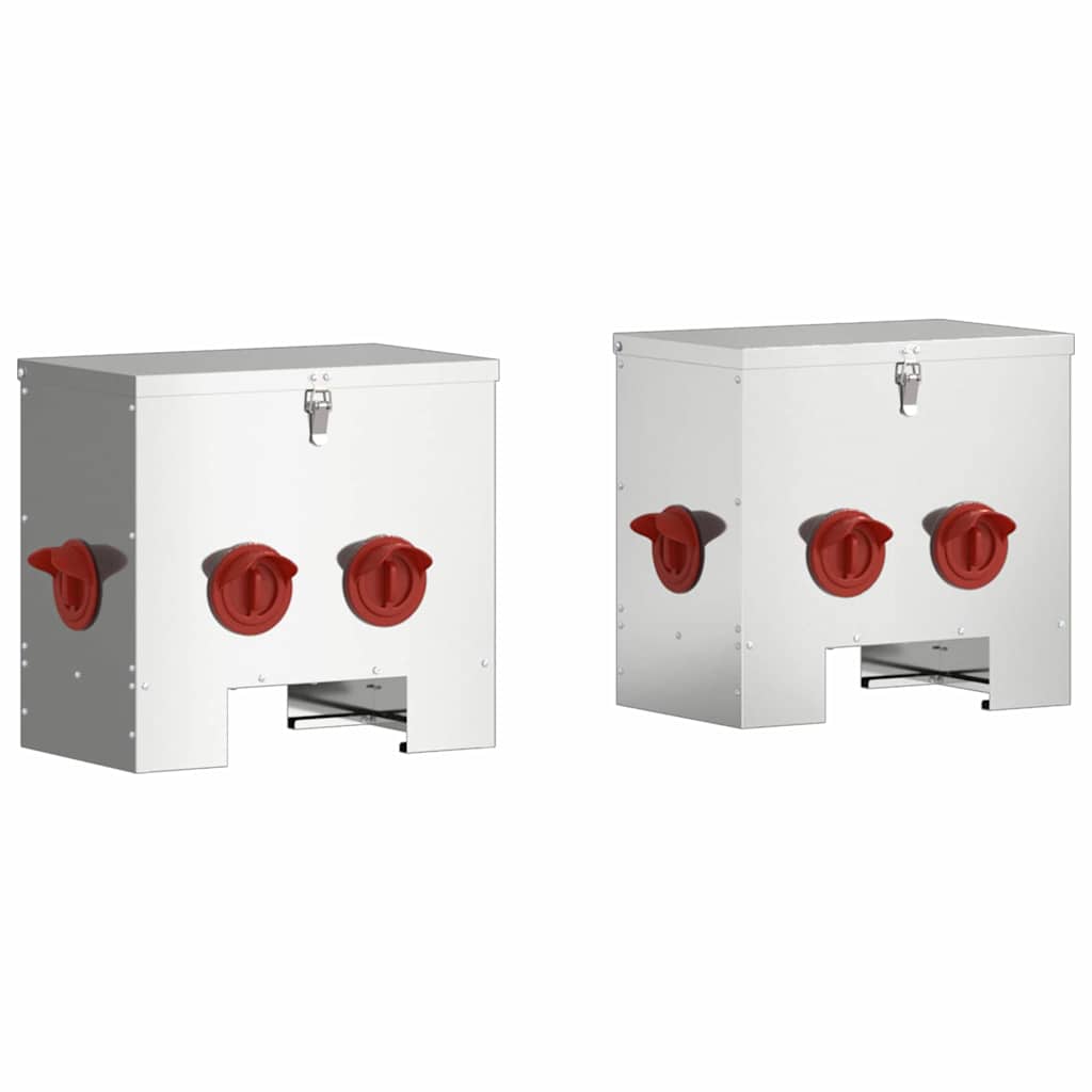 vidaXL Ταΐστρα κοτόπουλων 2 pcs Ασημί 40,5 x 25 x 38 εκ.