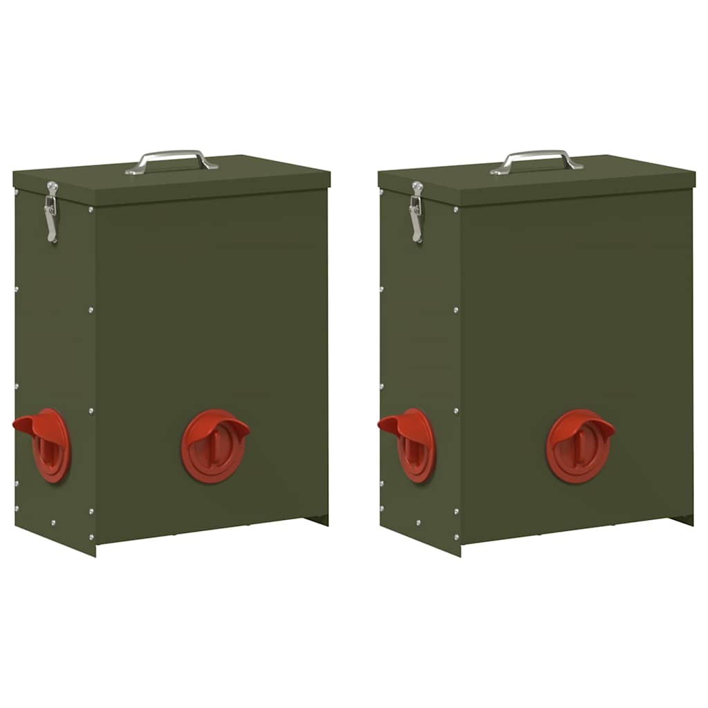 vidaXL Ταΐστρα κοτόπουλων 2 Λαδί 32,5 x 20,5 x 43 εκ 25 kg