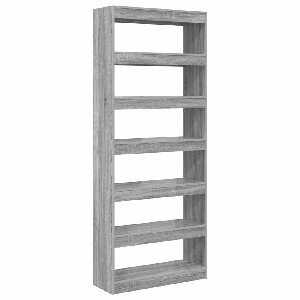 vidaXL Βιβλιοθήκη Γκρι sonoma 80 x 30 x 198 εκ Επεξεργασμένο ξύλο