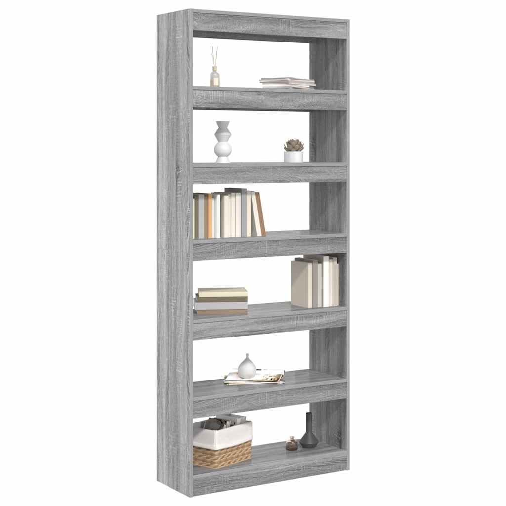 vidaXL Βιβλιοθήκη Γκρι sonoma 80 x 30 x 198 εκ Επεξεργασμένο ξύλο