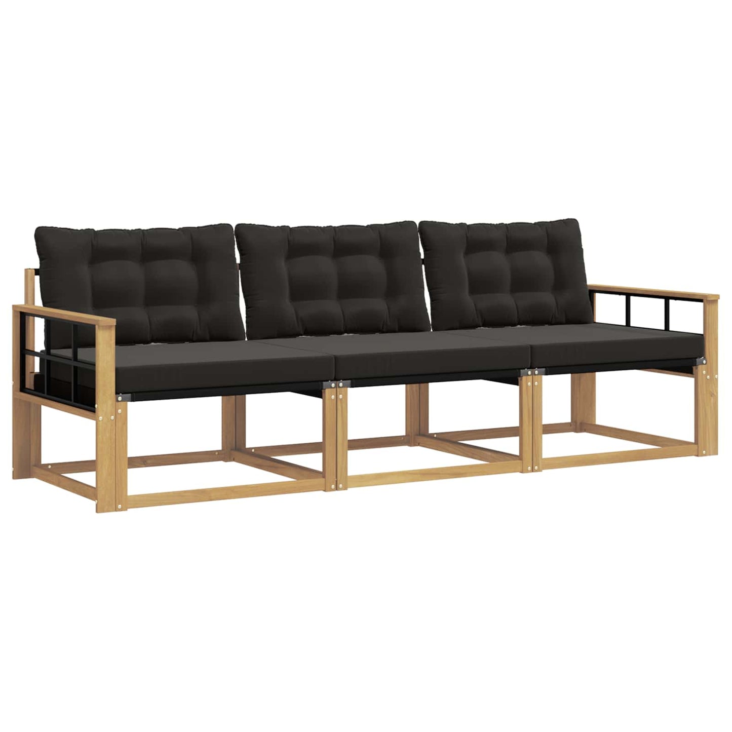 vidaXL Σειρά Καναπέ Εξωτερικού 3 τμχ. Λευκό και Μαύρο