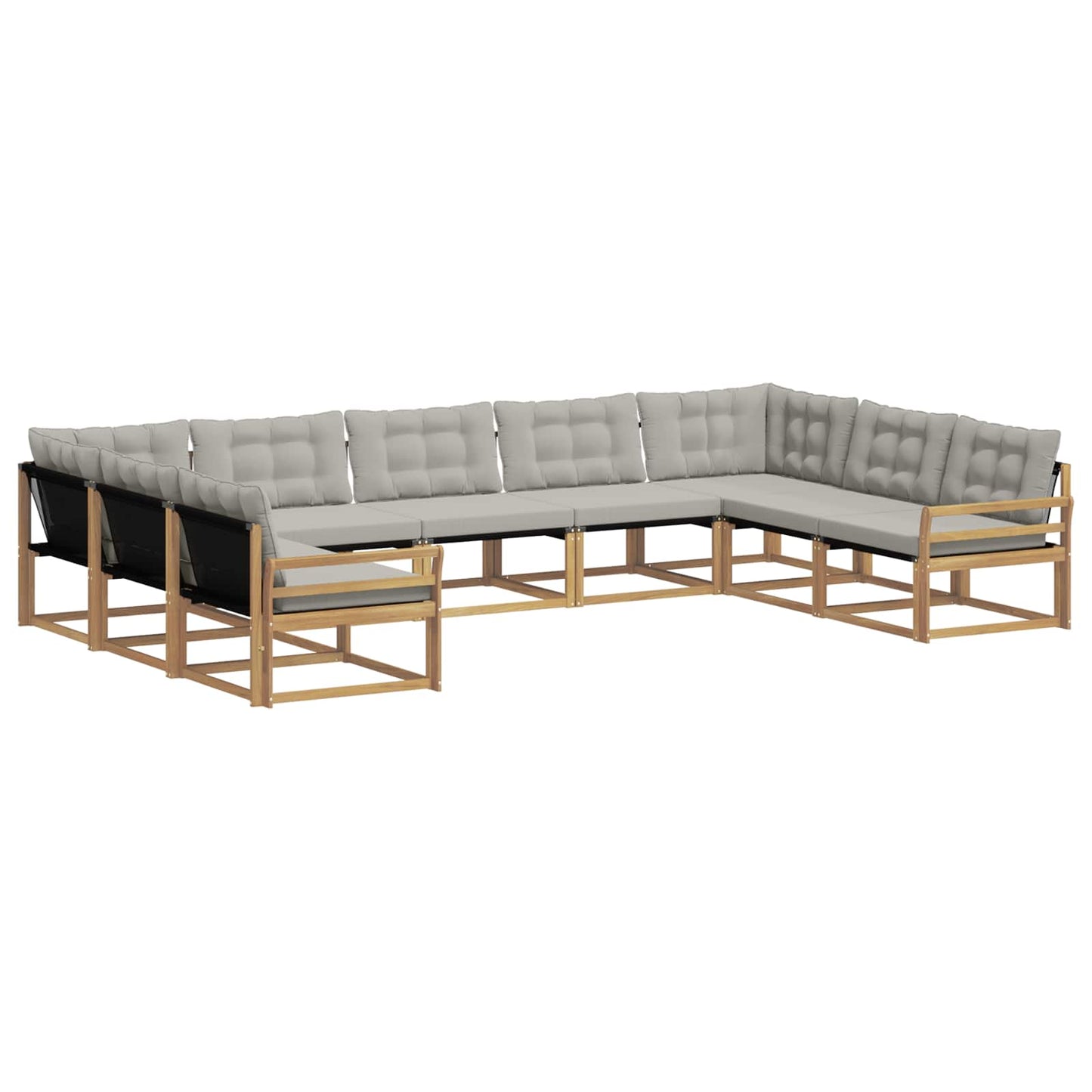 vidaXL Σειρά Καναπέ Εξωτερικού 9 τμχ. Λευκό και Ανοιχτό Γκρι