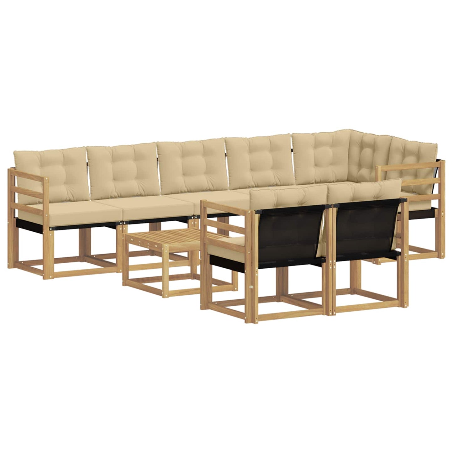 vidaXL Σειρά Καναπέ Εξωτερικού με μαξιλάρι 9 pcs Λευκό και Μπεζ