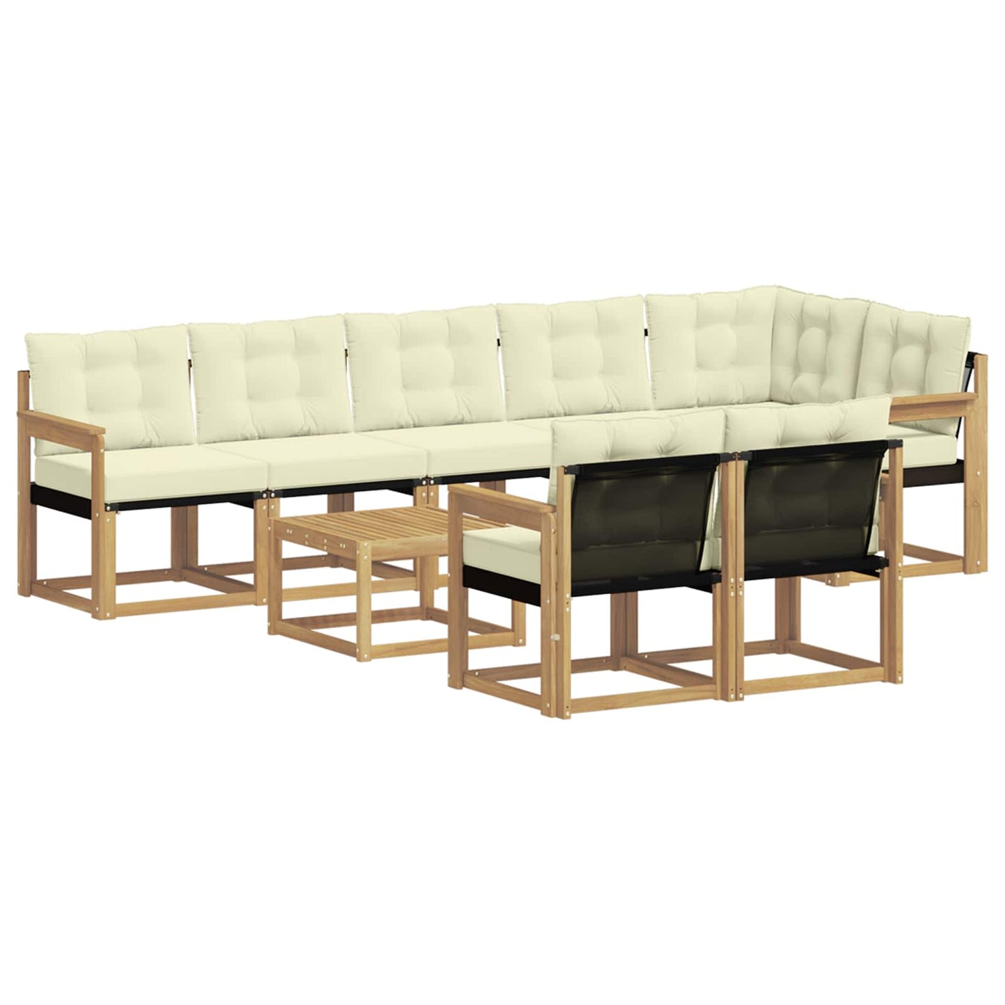 vidaXL Σειρά Καναπέ Εξωτερικού με μαξιλάρι 9 pcs Λευκό και Κρεμ