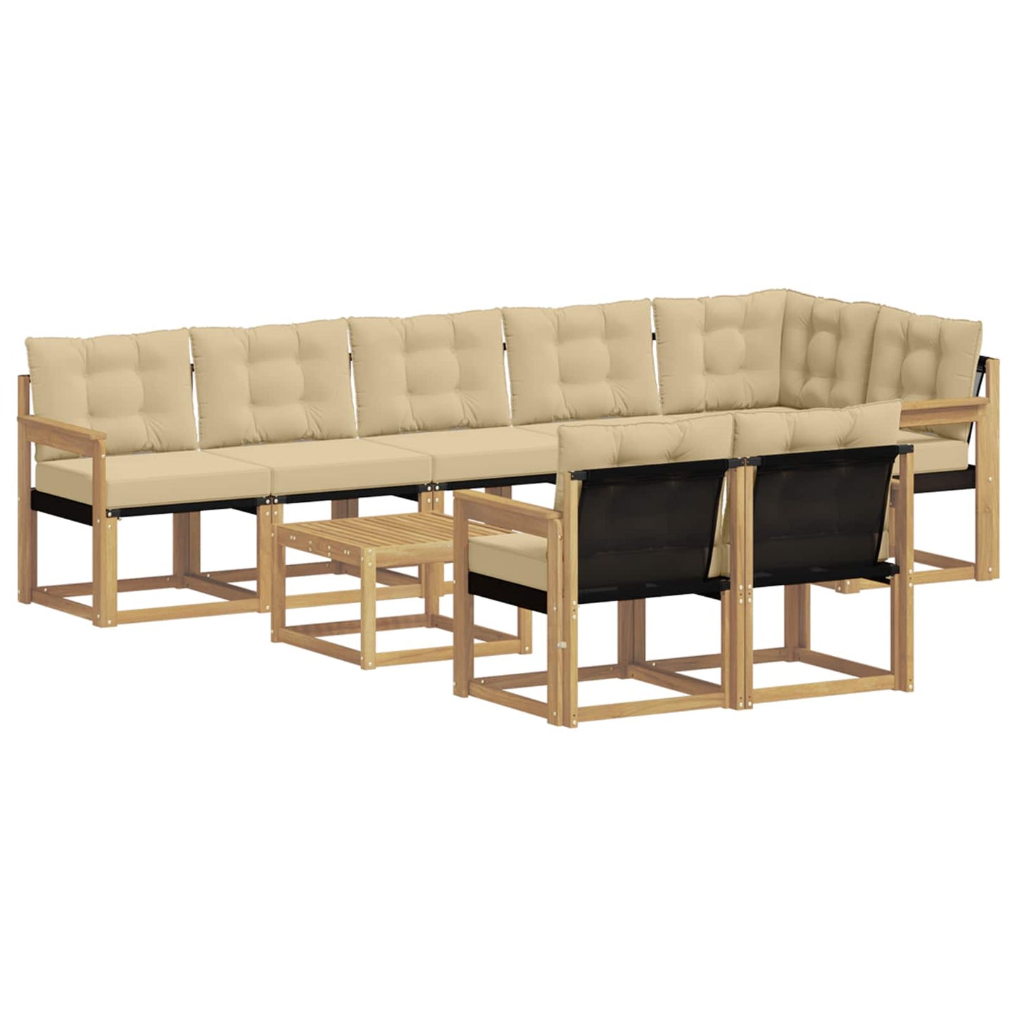 vidaXL Σειρά Καναπέ Εξωτερικού με μαξιλάρι 9 pcs Λευκό και Μπεζ