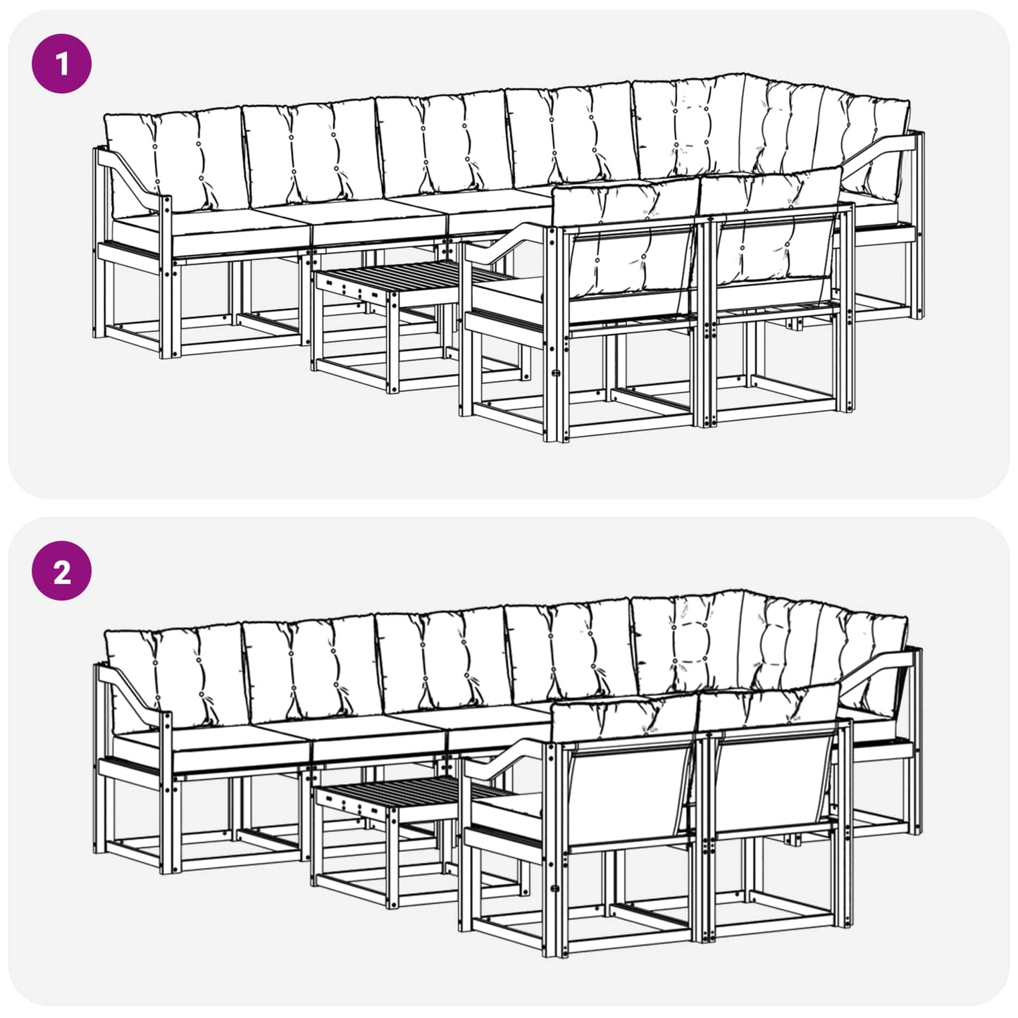 vidaXL Σειρά Καναπέ Εξωτερικού με μαξιλάρι 9 pcs Λευκό και Κρεμ