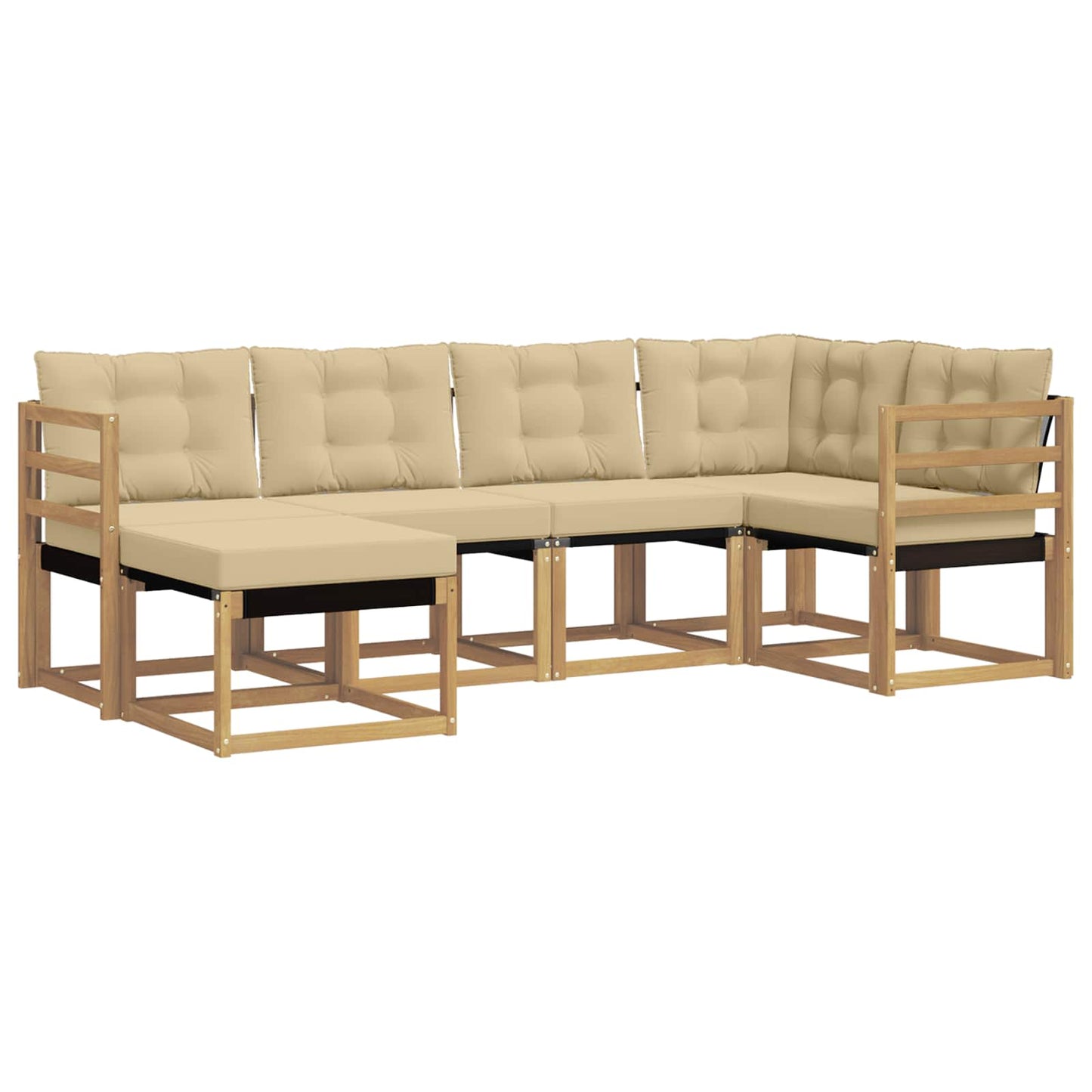 vidaXL Σειρά Καναπέ Εξωτερικού με μαξιλάρι 6 pcs Λευκό και Μπεζ