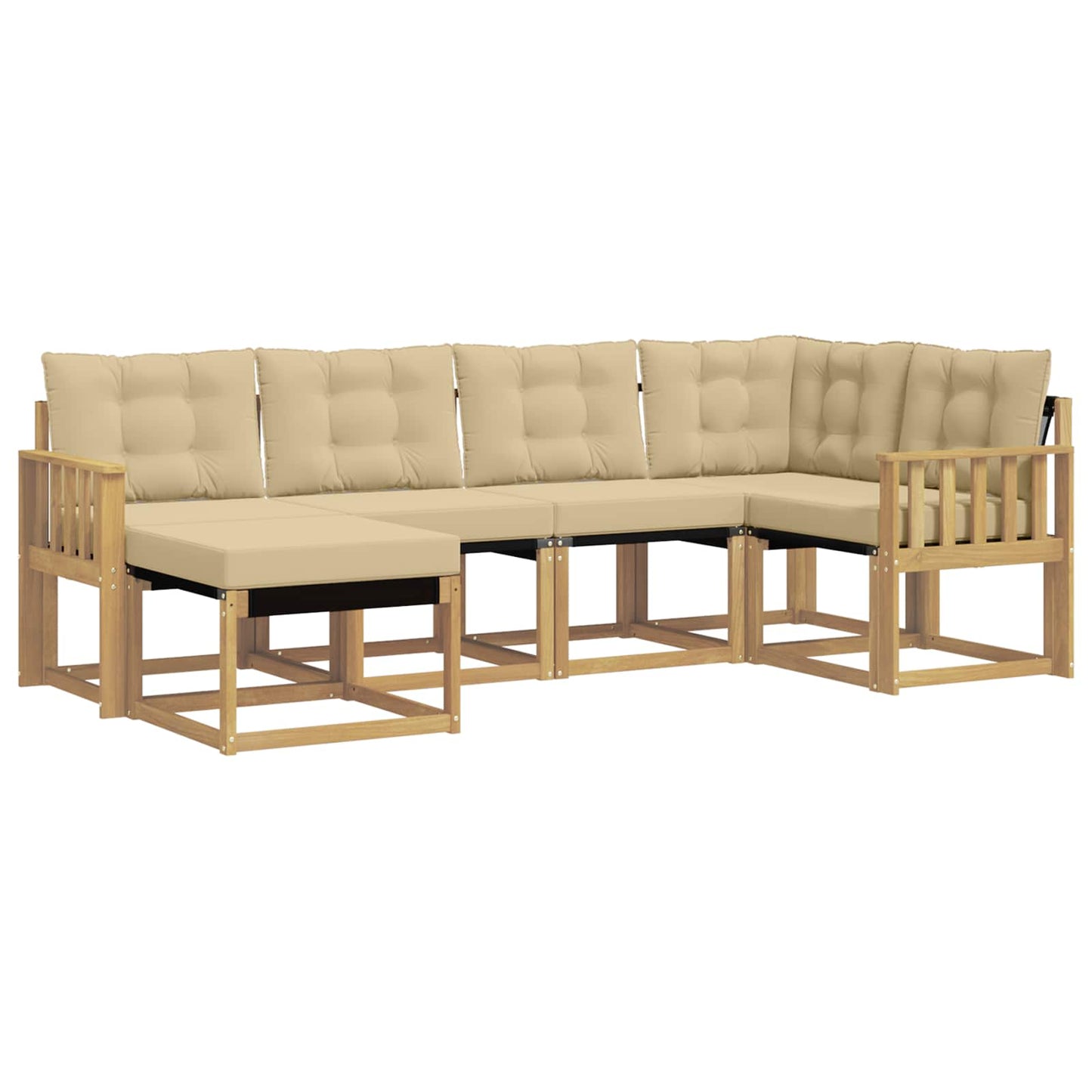 vidaXL Σειρά Καναπέ Εξωτερικού με μαξιλάρι 6 pcs Λευκό και Μπεζ