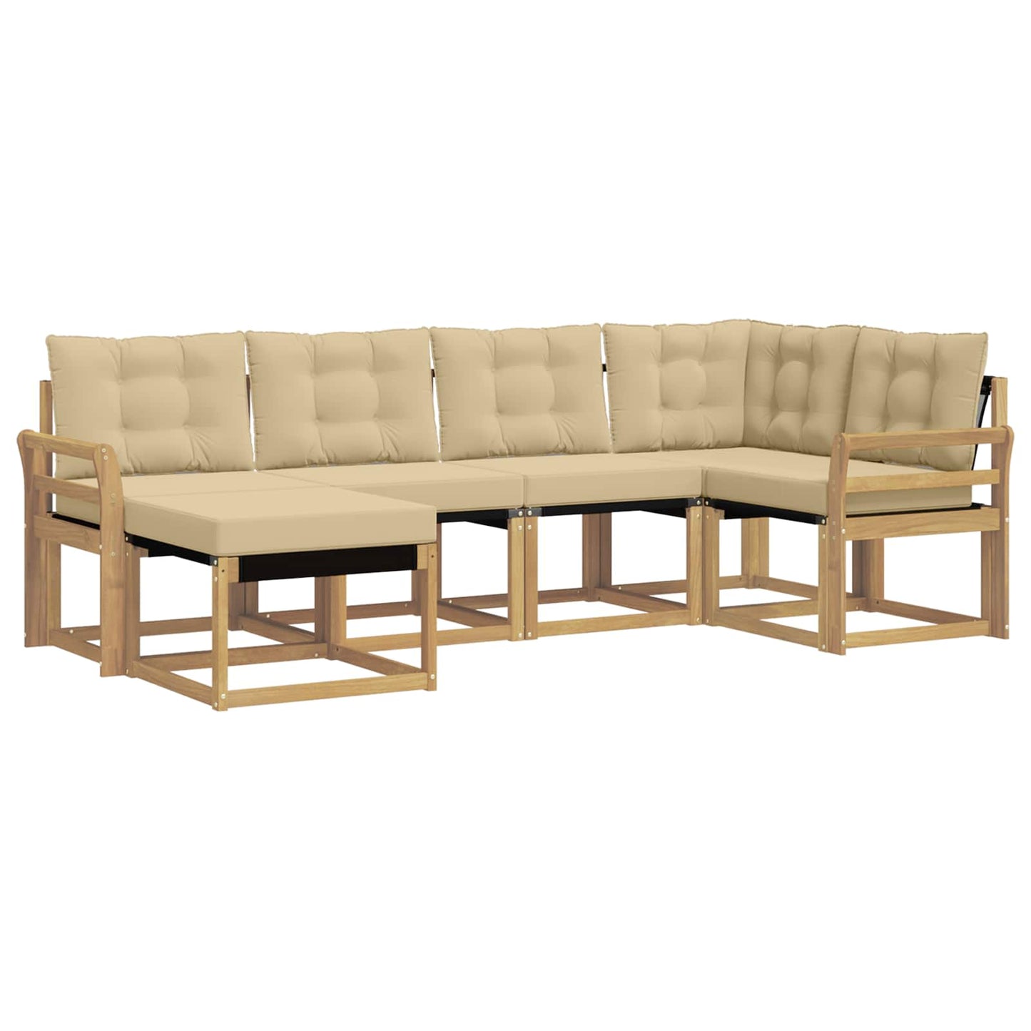 vidaXL Σειρά Καναπέ Εξωτερικού με μαξιλάρι 6 pcs Λευκό και Μπεζ