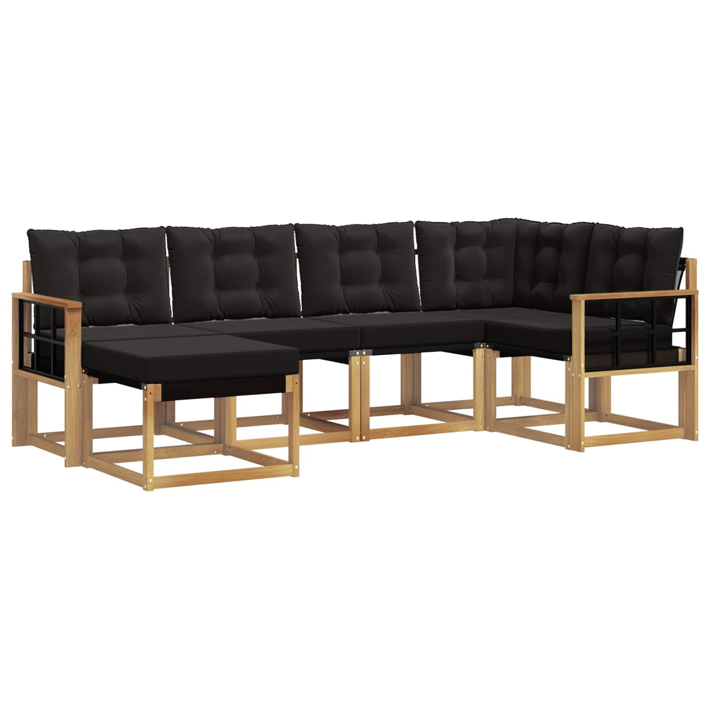 vidaXL Σειρά Καναπέ Εξωτερικού με μαξιλάρι 6 pcs Λευκό και Μαύρο