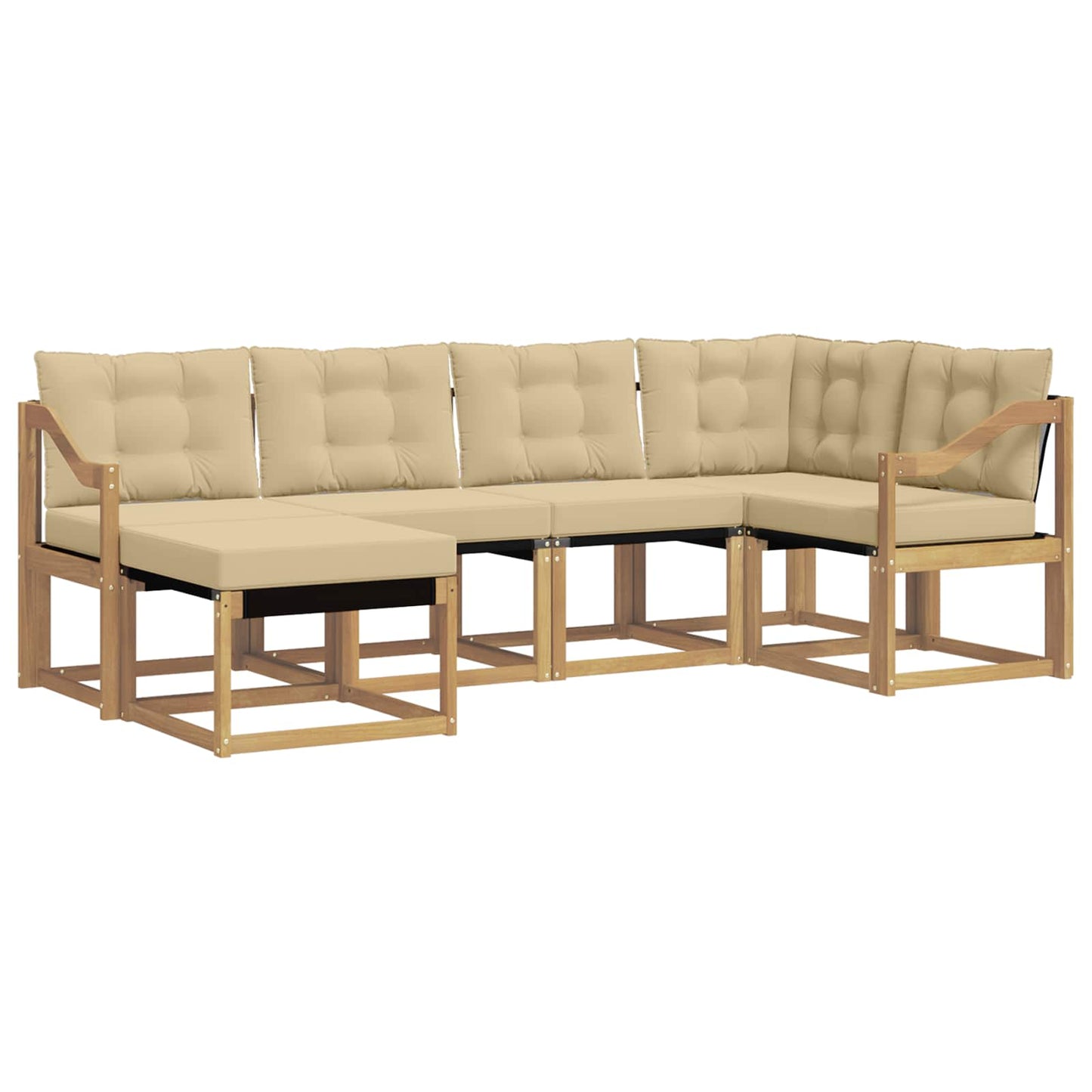 vidaXL Σειρά Καναπέ Εξωτερικού με μαξιλάρι 6 pcs Λευκό και Μπεζ