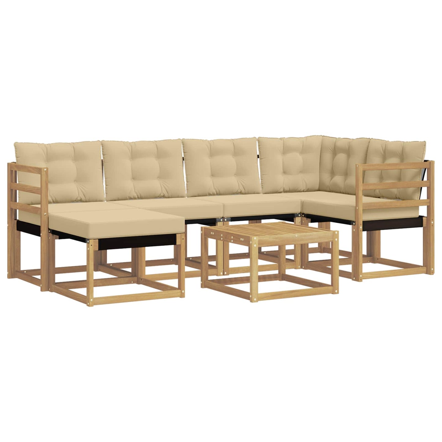 vidaXL Σειρά Καναπέ Εξωτερικού με μαξιλάρι 7 pcs Λευκό και Μπεζ