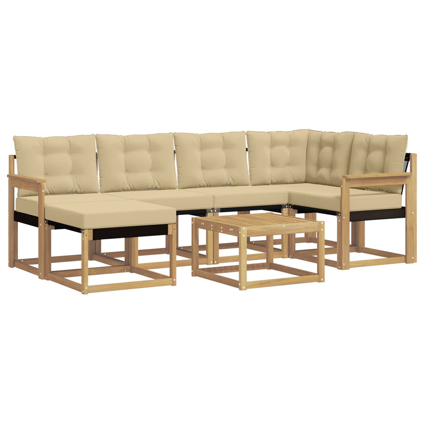 vidaXL Σειρά Καναπέ Εξωτερικού με μαξιλάρι 7 pcs Λευκό και Μπεζ