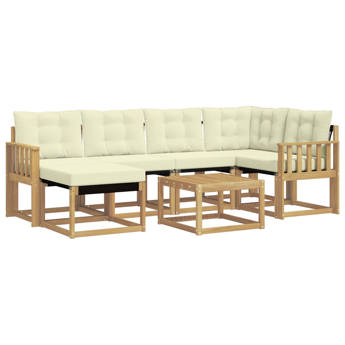 vidaXL Σειρά Καναπέ Εξωτερικού με μαξιλάρι 7 pcs Λευκό και Κρεμ