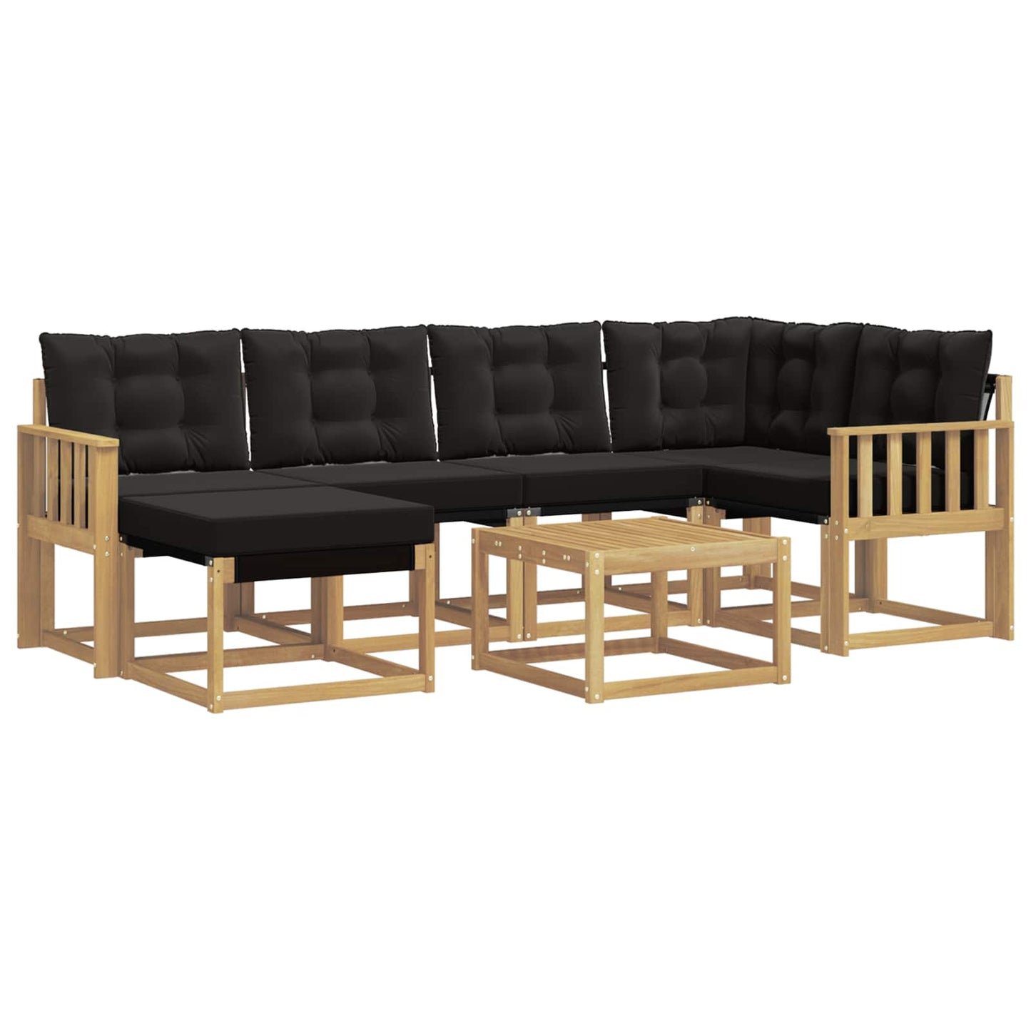 vidaXL Σειρά Καναπέ Εξωτερικού με μαξιλάρι 7 pcs Λευκό και Μαύρο