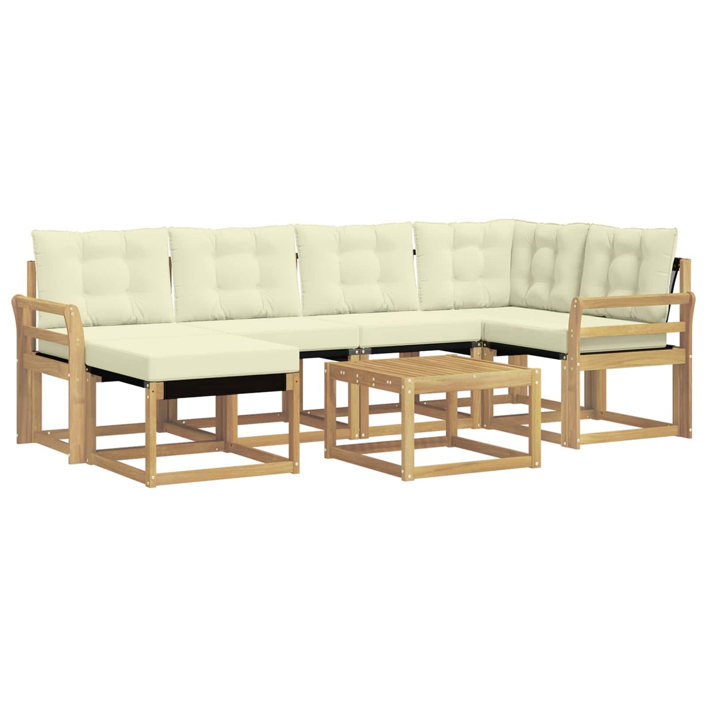 vidaXL Σειρά Καναπέ Εξωτερικού με μαξιλάρι 7 pcs Λευκό και Κρεμ
