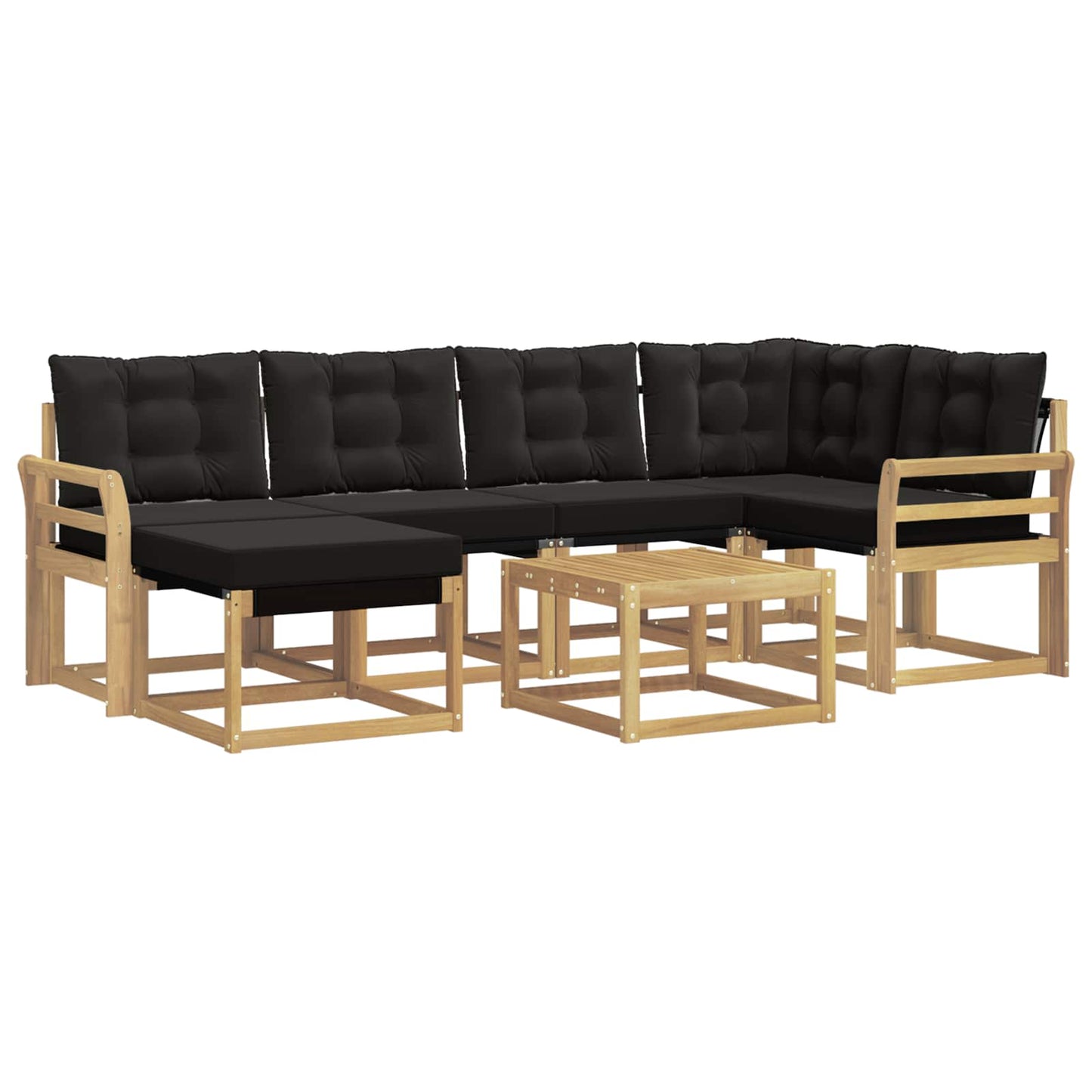 vidaXL Σειρά Καναπέ Εξωτερικού με μαξιλάρι 7 pcs Λευκό και Μαύρο