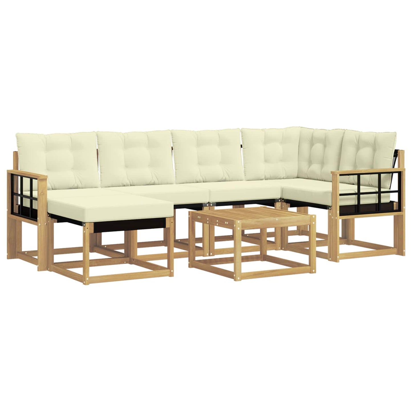 vidaXL Σειρά Καναπέ Εξωτερικού με μαξιλάρι 7 pcs Λευκό και Κρεμ