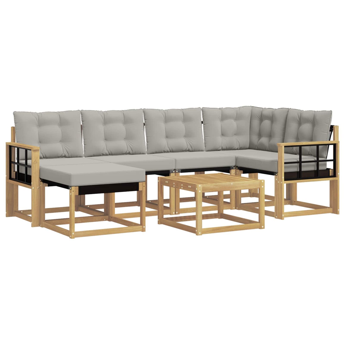 vidaXL Σειρά Καναπέ Εξωτερικού 7 pcs Λευκό και Ανοιχτό Γκρι