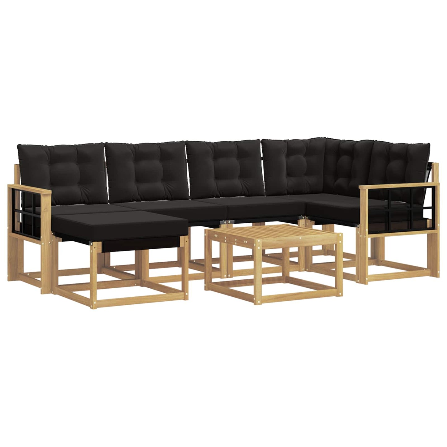 vidaXL Σειρά Καναπέ Εξωτερικού με μαξιλάρι 7 pcs Λευκό και Μαύρο