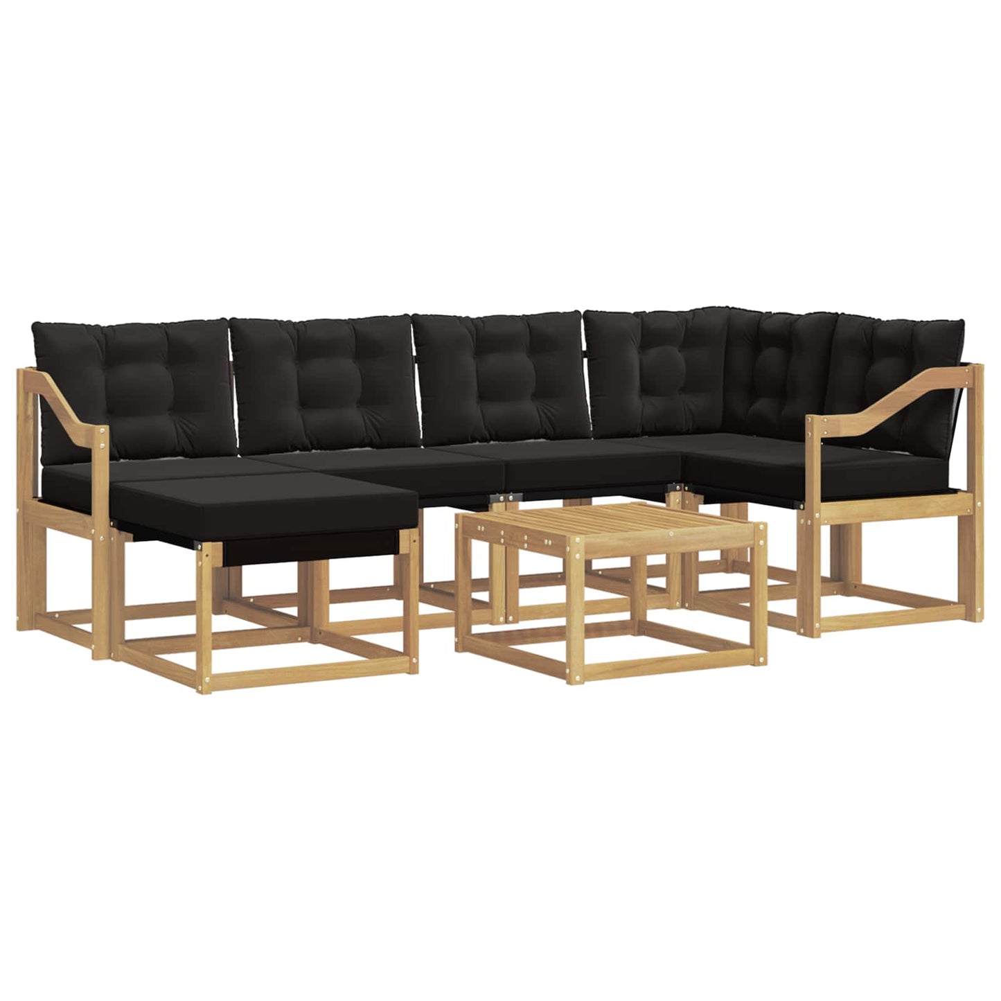 vidaXL Σειρά Καναπέ Εξωτερικού με μαξιλάρι 7 pcs Λευκό και Μαύρο