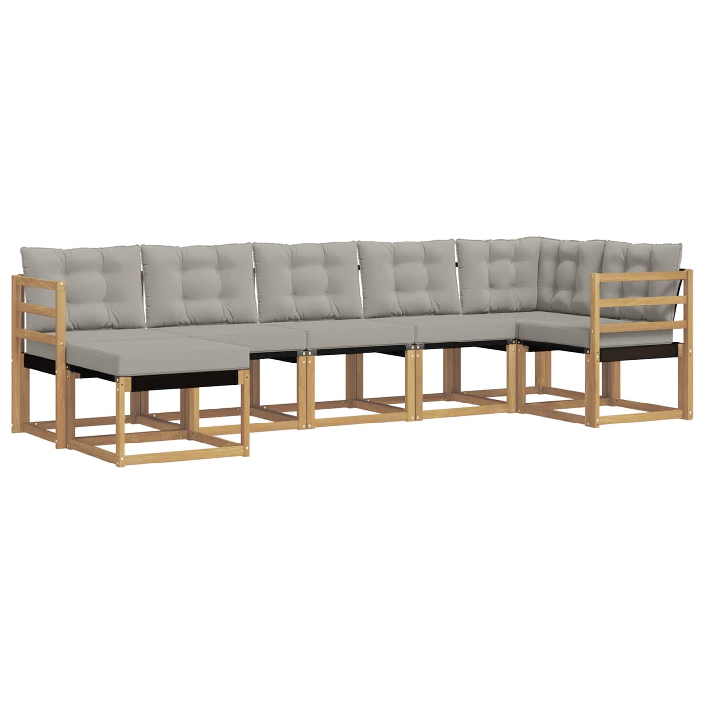 vidaXL Σειρά Καναπέ Εξωτερικού 7 pcs Λευκό και Ανοιχτό Γκρι