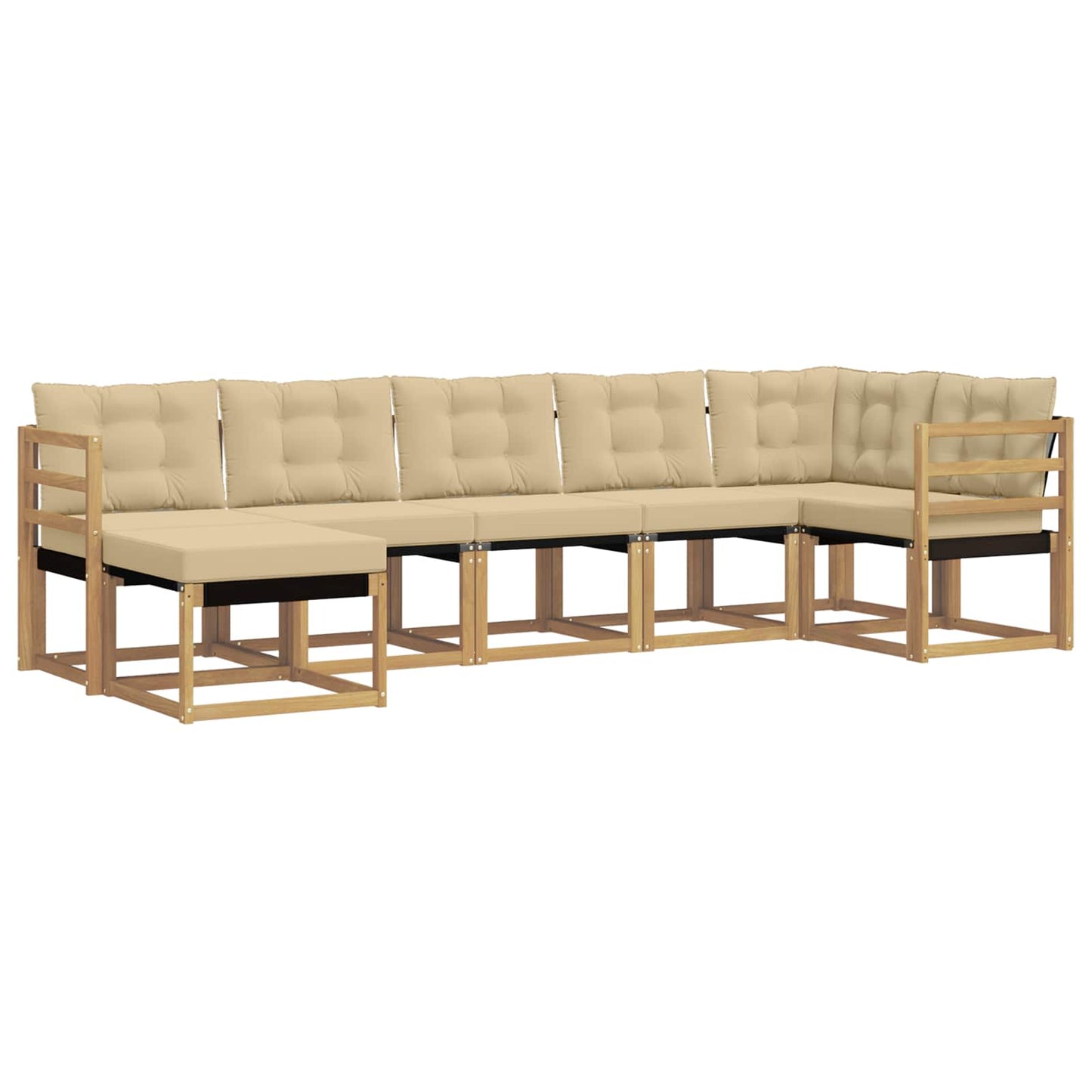 vidaXL Σειρά Καναπέ Εξωτερικού με μαξιλάρι 7 pcs Λευκό και Μπεζ