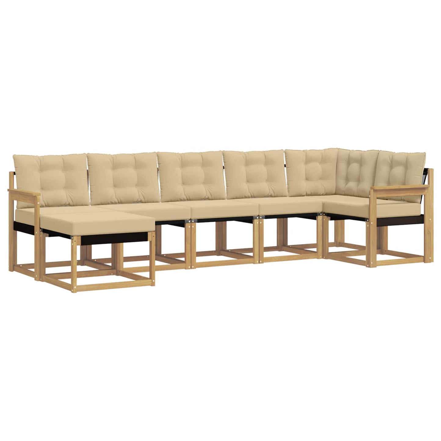 vidaXL Σειρά Καναπέ Εξωτερικού με μαξιλάρι 7 pcs Λευκό και Μπεζ