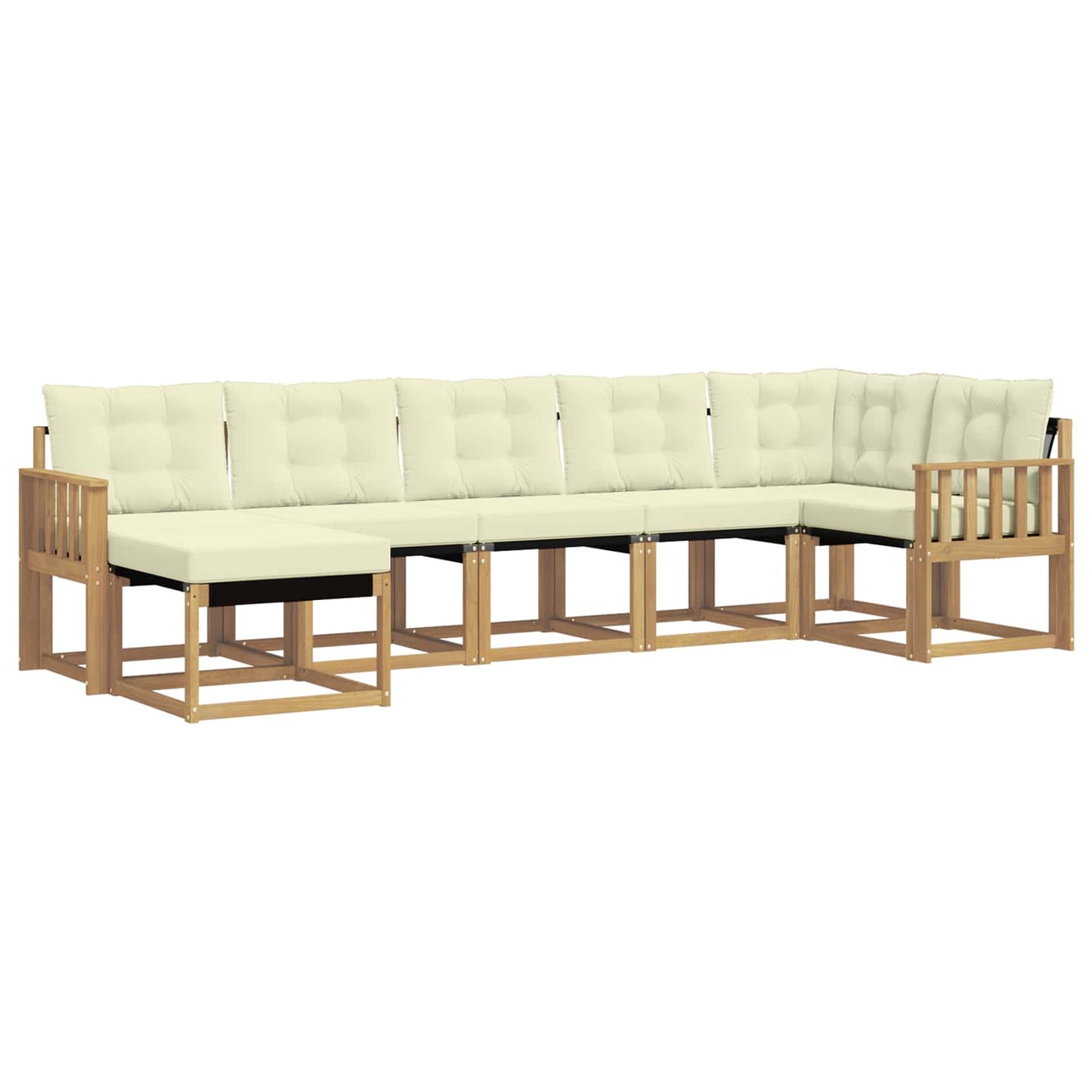 vidaXL Σειρά Καναπέ Εξωτερικού με μαξιλάρι 7 pcs Λευκό και Κρεμ