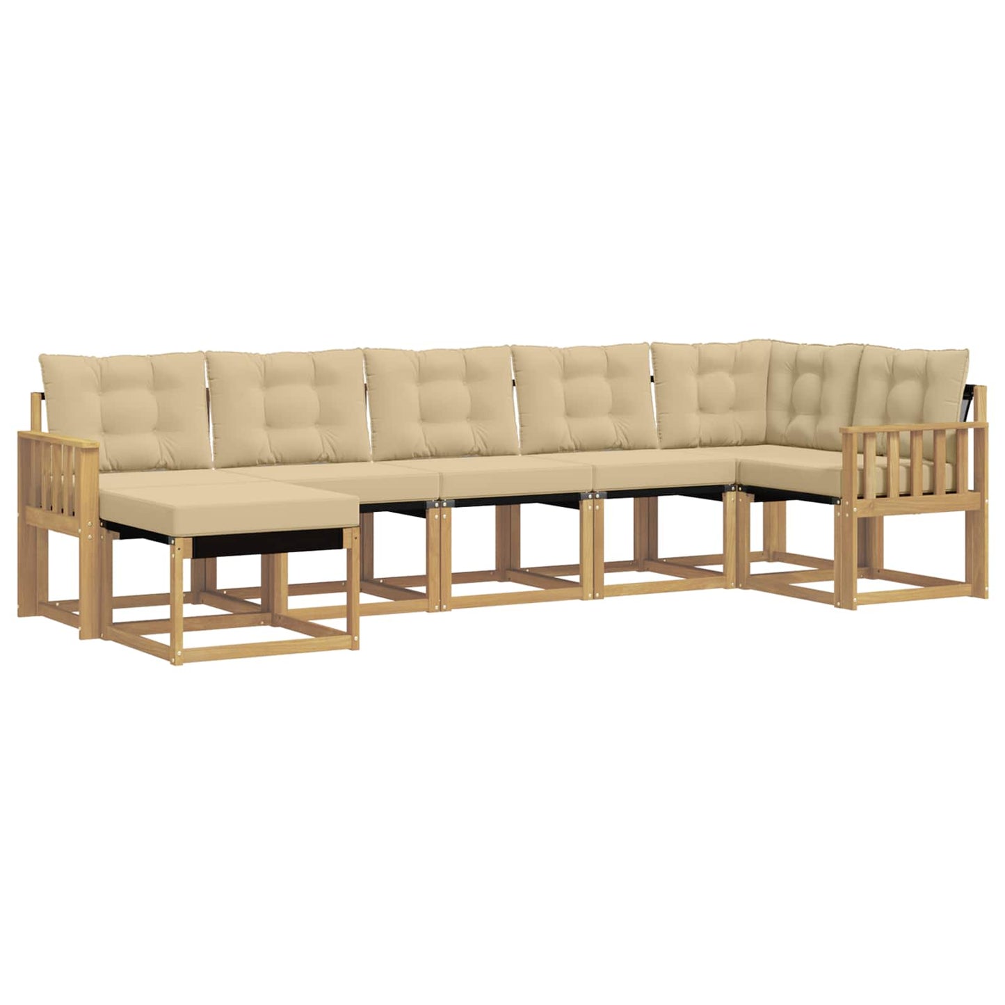 vidaXL Σειρά Καναπέ Εξωτερικού με μαξιλάρι 7 pcs Λευκό και Μπεζ