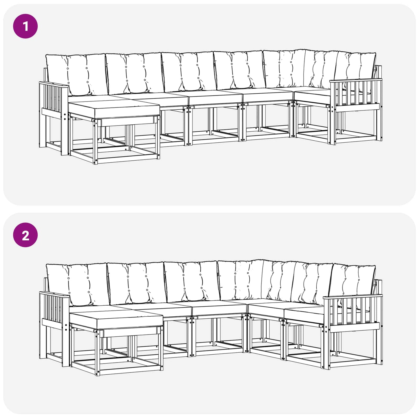 vidaXL Σειρά Καναπέ Εξωτερικού με μαξιλάρι 7 pcs Λευκό και Μπεζ