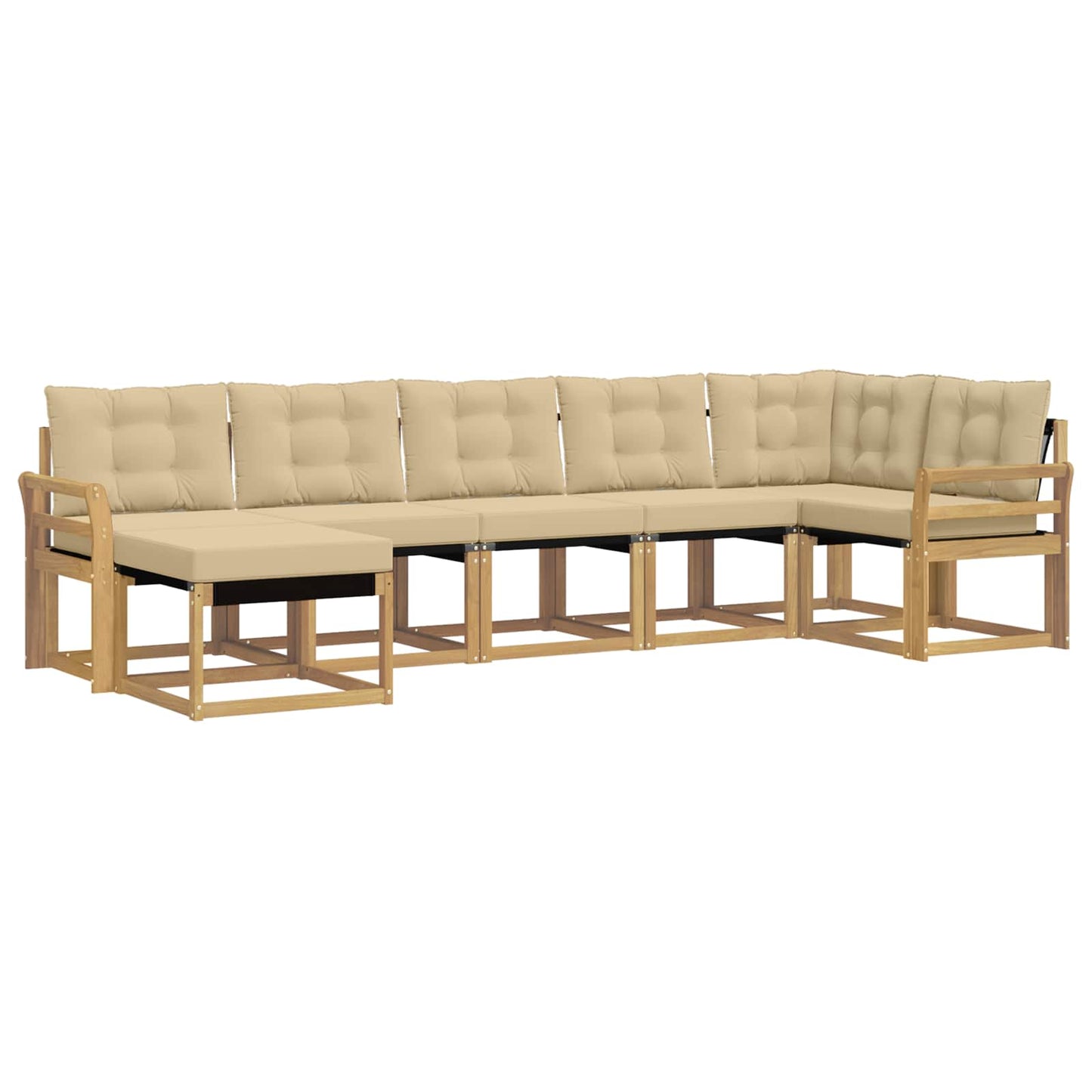 vidaXL Σειρά Καναπέ Εξωτερικού με μαξιλάρι 7 pcs Λευκό και Μπεζ