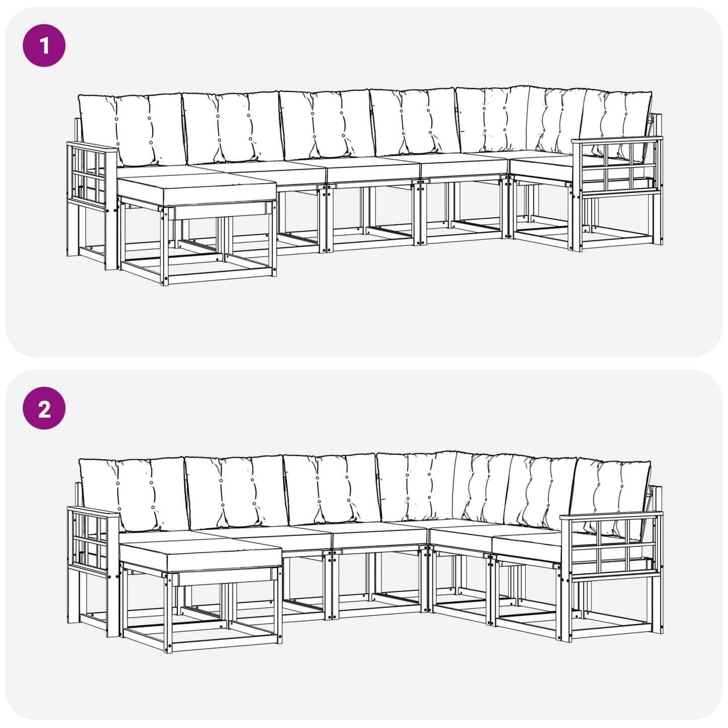 vidaXL Σειρά Καναπέ Εξωτερικού με μαξιλάρι 7 pcs Λευκό και Κρεμ