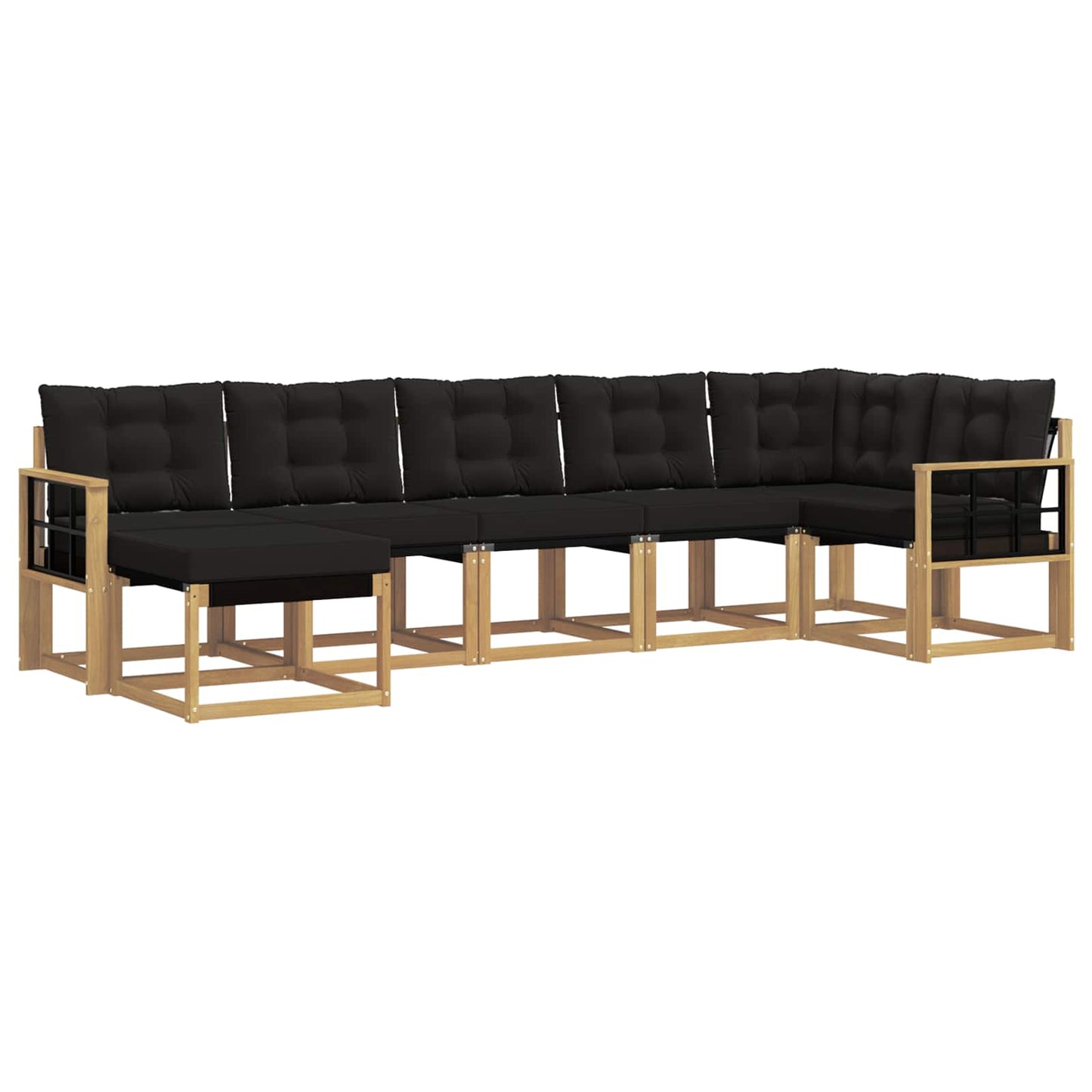vidaXL Σειρά Καναπέ Εξωτερικού με μαξιλάρι 7 pcs Λευκό και Μαύρο