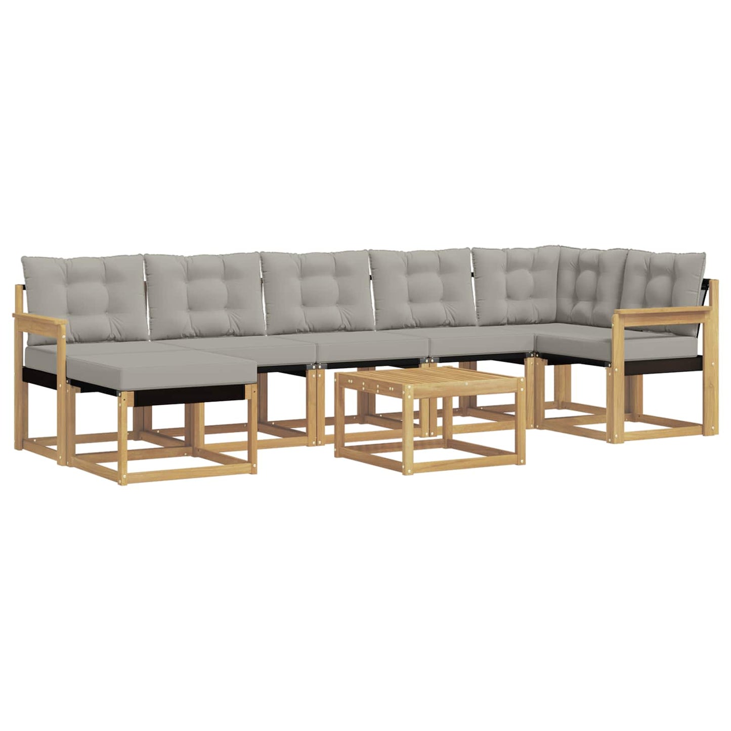 vidaXL Σειρά Καναπέ Εξωτερικού 8 pcs Λευκό και Ανοιχτό Γκρι