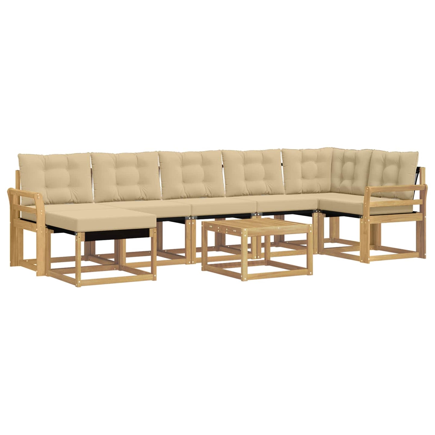 vidaXL Σειρά Καναπέ Εξωτερικού με μαξιλάρι 8 pcs Λευκό και Μπεζ